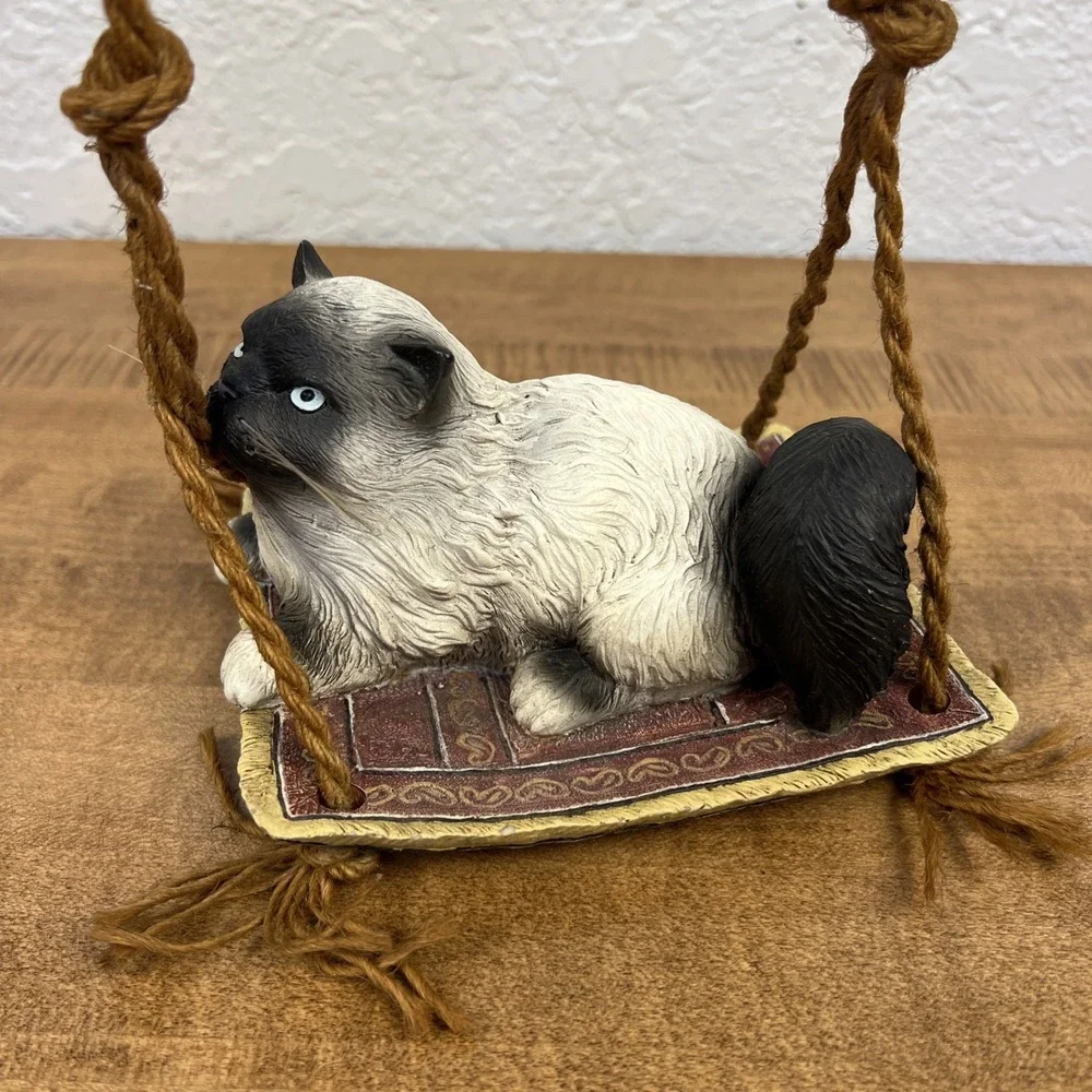 2003 Under The Sun Himalayan Cat Kitty Hanging Garden‎ Swinging Figurine Decor - Picture 3 of 11